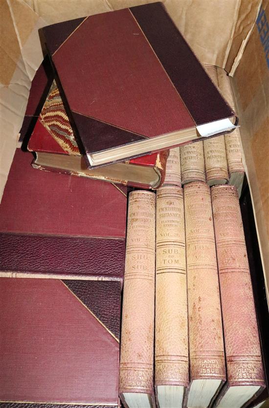 Encylopaedia Britannica, Eleventh Edition, 1911, 29 vols, gilt-tooled three-quarter maroon Morocco (faded)